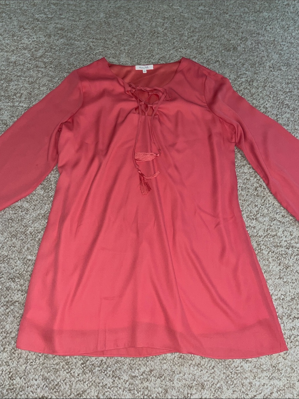 Honey Belle Lace-Up Coral Tunic Dress
